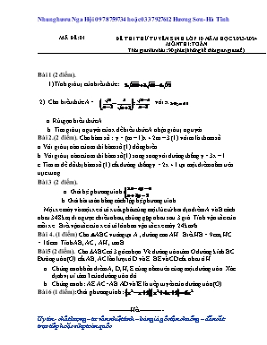 Đề thi thử tuyển sinh vào Lớp 10 môn Toán Lớp 9 - Đề 1+2 - Năm học 2023-2024 (Có đáp án)